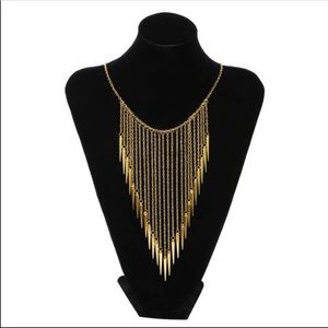 NEW BRASS FRINGE STATEMENT NECKLACE